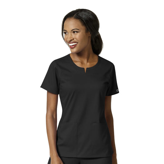 Wink Scrubs Women's 4 Pocket Notch Neck Scrub Top Black | scrub-supply.com