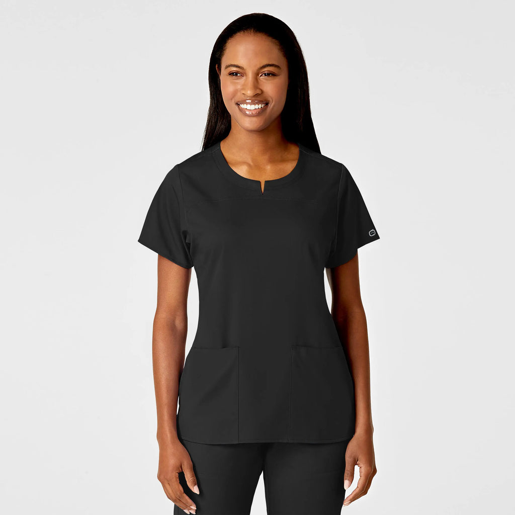 Wink Scrubs Women's 4 Pocket Notch Neck Scrub Top Black | scrub-supply.com