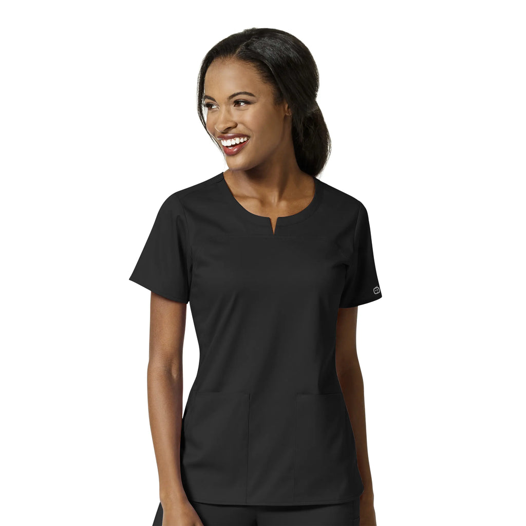 Wink Scrubs Women's 4 Pocket Notch Neck Scrub Top Black | scrub-supply.com