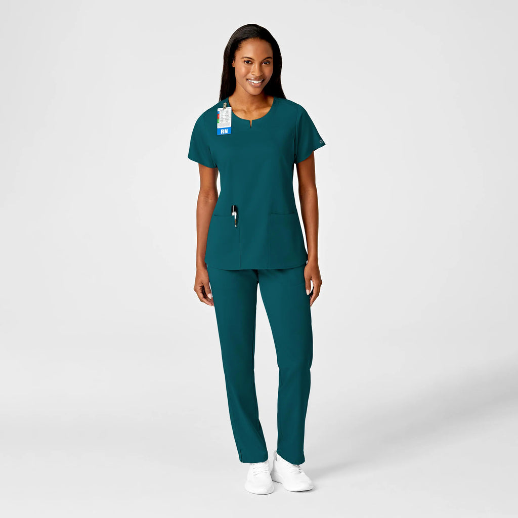 Wink Scrubs Women's 4 Pocket Notch Neck Scrub Top Caribbean Blue | scrub-supply.com