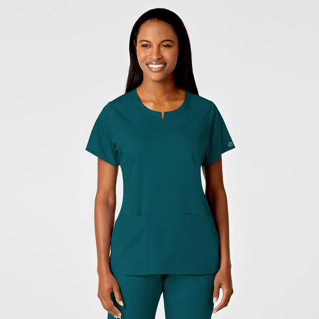 Wink Scrubs Women's 4 Pocket Notch Neck Scrub Top Caribbean Blue | scrub-supply.com