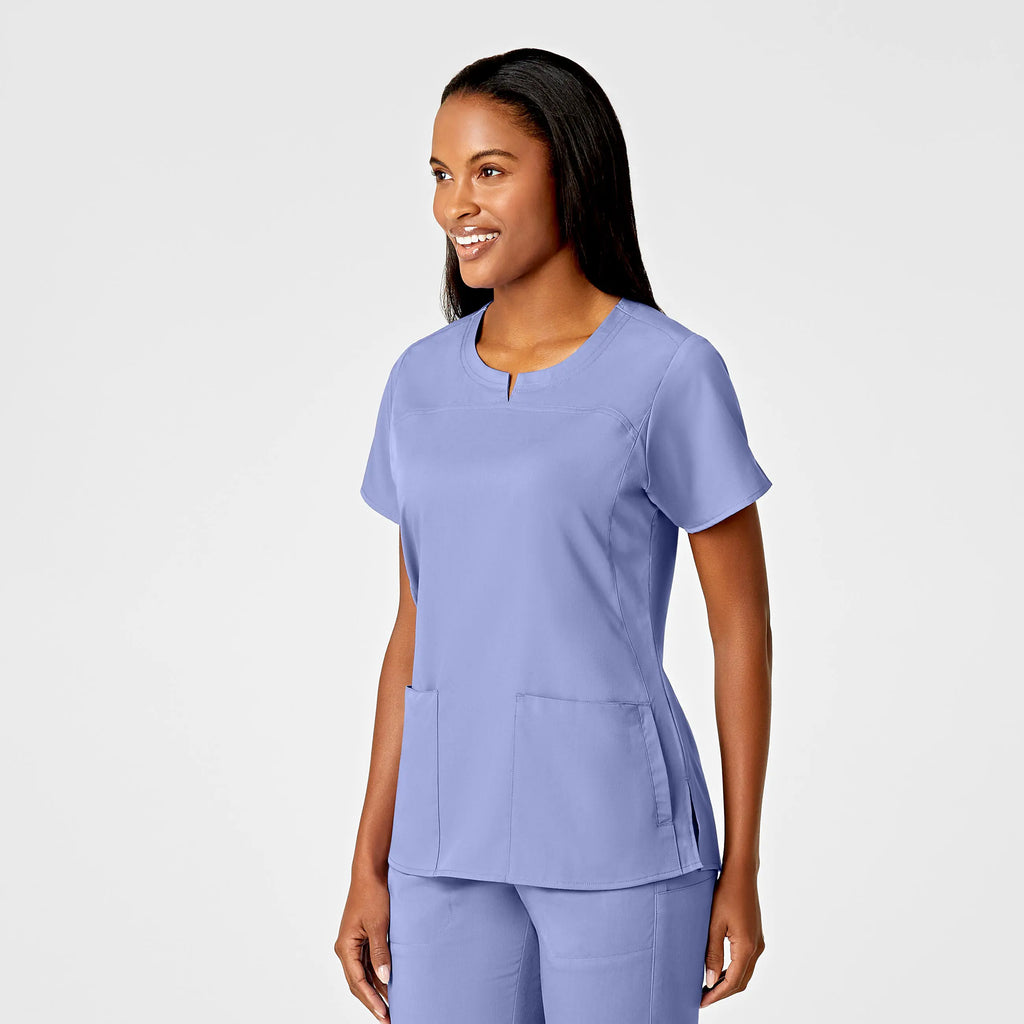 Wink Scrubs Women's 4 Pocket Notch Neck Scrub Top Ceil Blue | scrub-supply.com