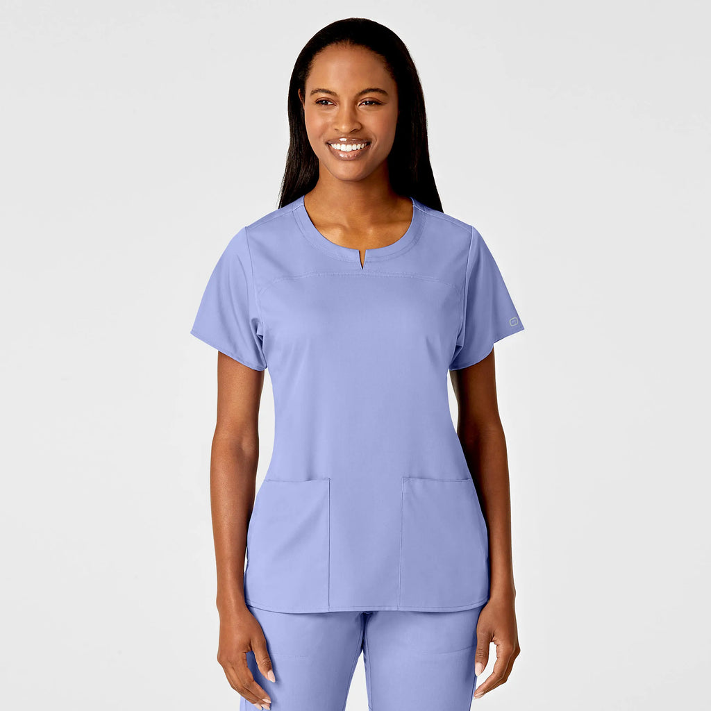 Wink Scrubs Women's 4 Pocket Notch Neck Scrub Top Ceil Blue | scrub-supply.com