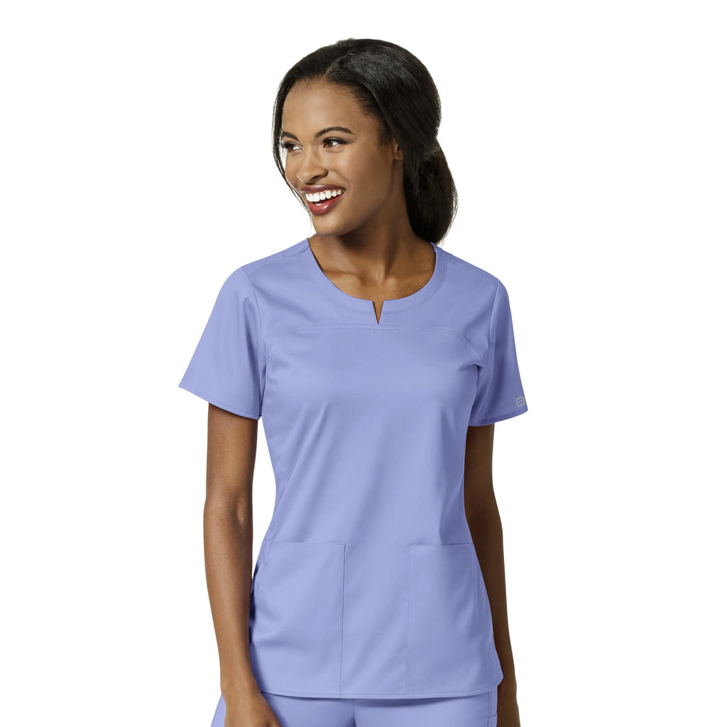 Wink Scrubs Women's 4 Pocket Notch Neck Scrub Top Ceil Blue | scrub-supply.com