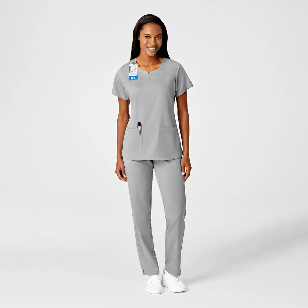 Wink Scrubs Women's 4 Pocket Notch Neck Scrub Top Grey | scrub-supply.com