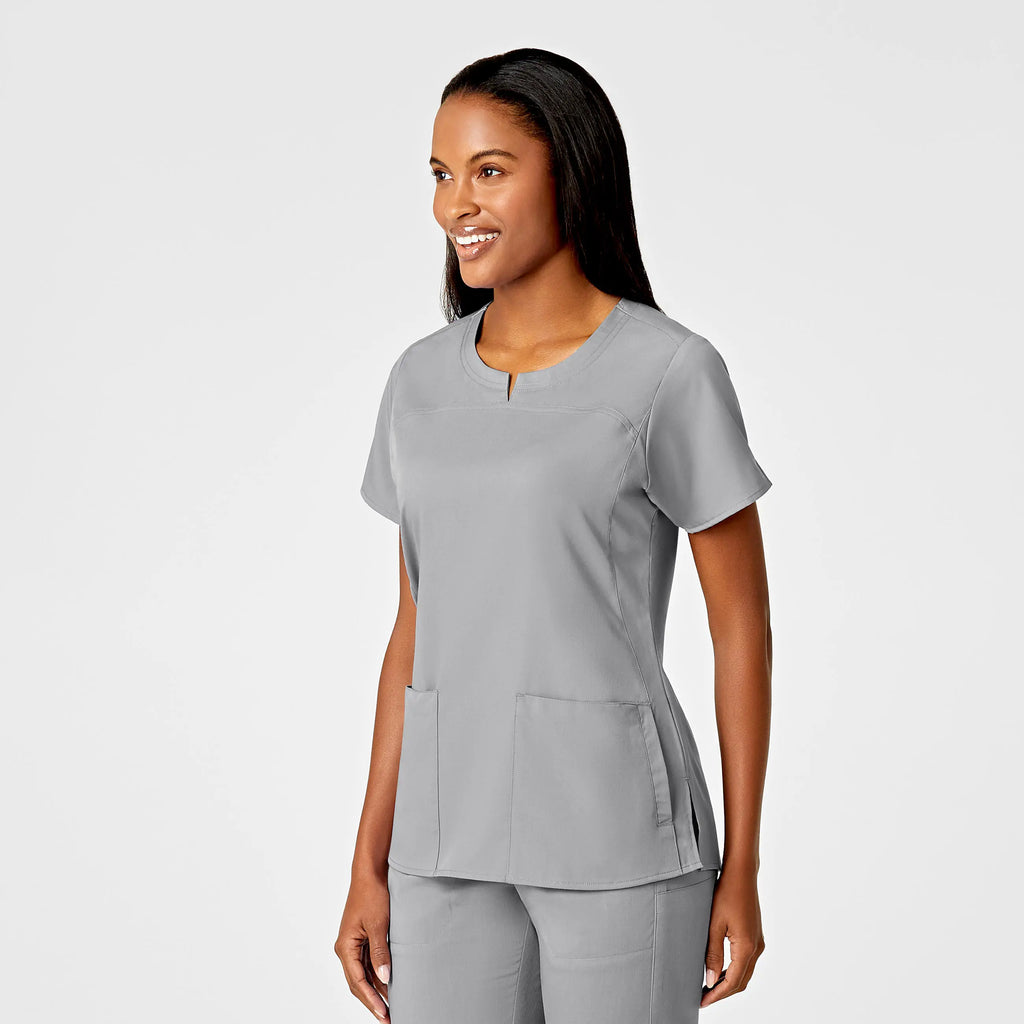 Wink Scrubs Women's 4 Pocket Notch Neck Scrub Top Grey | scrub-supply.com