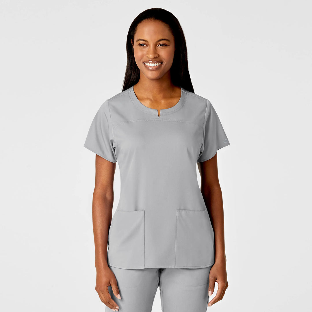Wink Scrubs Women's 4 Pocket Notch Neck Scrub Top Grey | scrub-supply.com