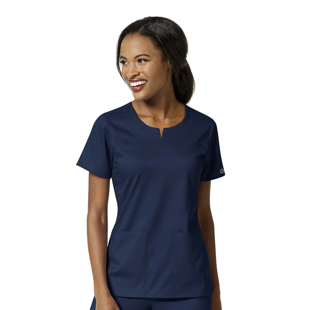 Wink Scrubs Women's 4 Pocket Notch Neck Scrub Top Navy | scrub-supply.com