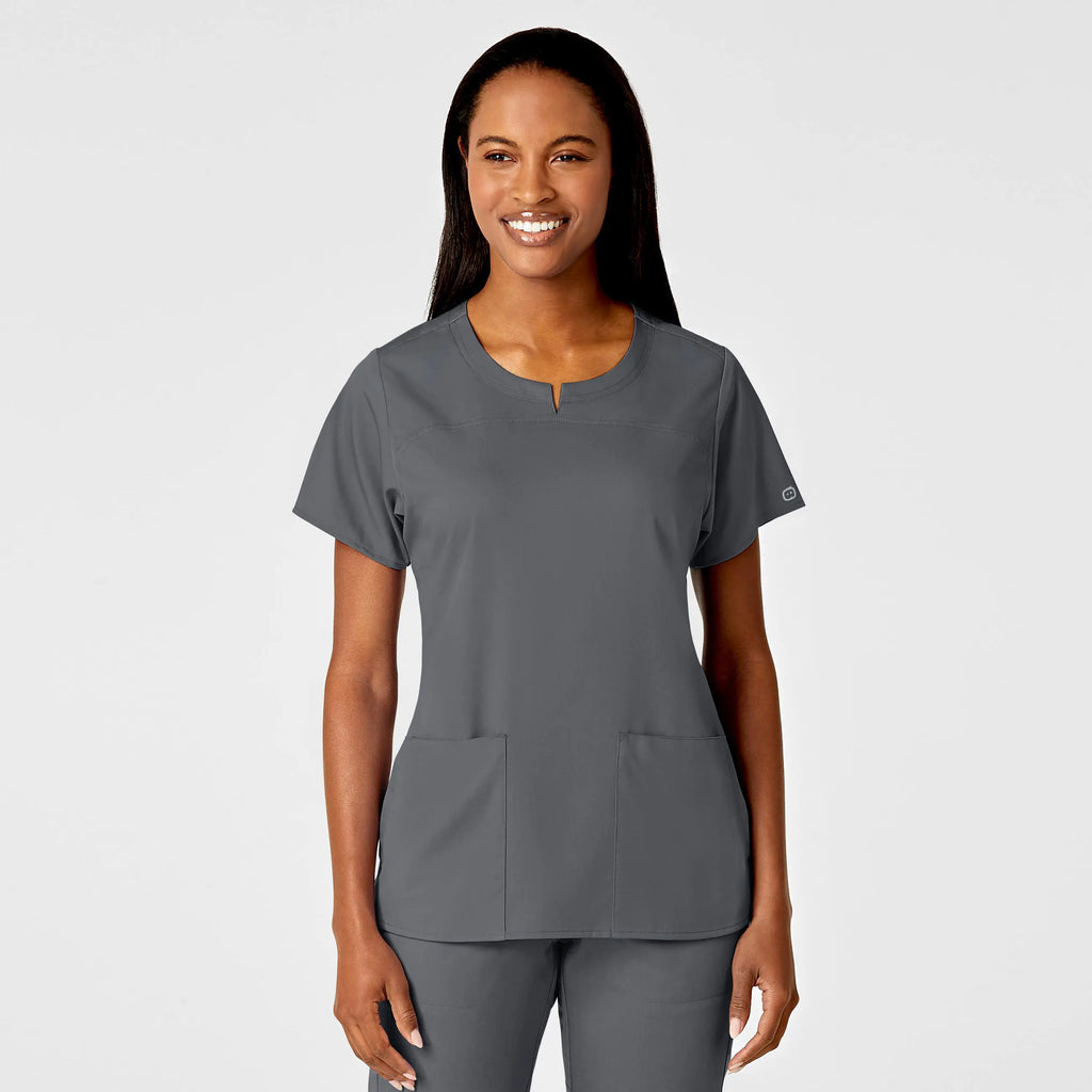 Wink Scrubs Women's 4 Pocket Notch Neck Scrub Top Pewter | scrub-supply.com