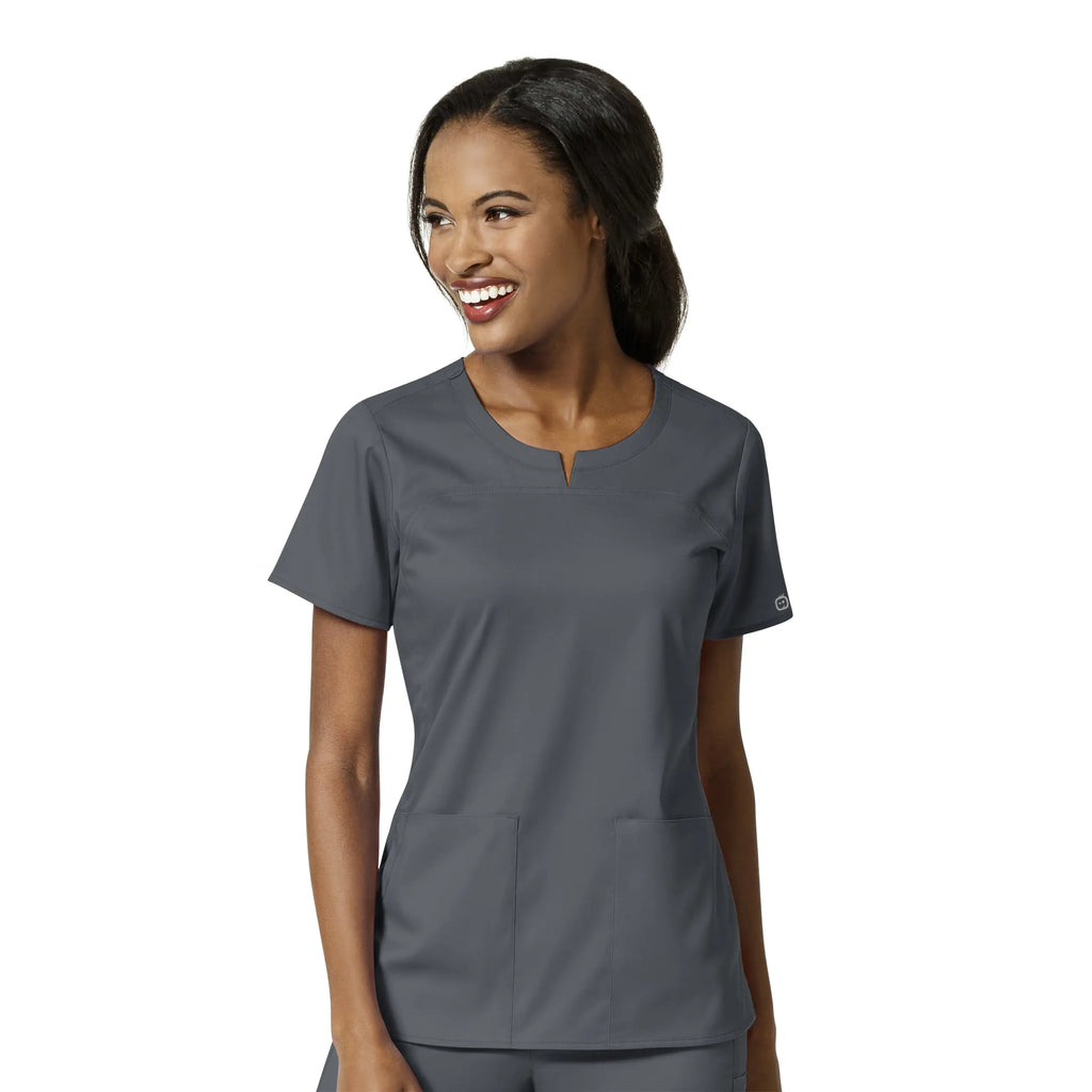 Wink Scrubs Women's 4 Pocket Notch Neck Scrub Top Pewter | scrub-supply.com