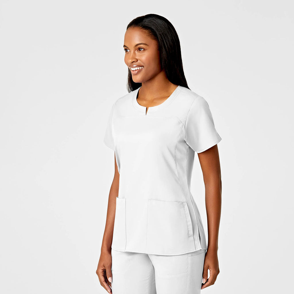 Wink Scrubs Women's 4 Pocket Notch Neck Scrub Top White | scrub-supply.com