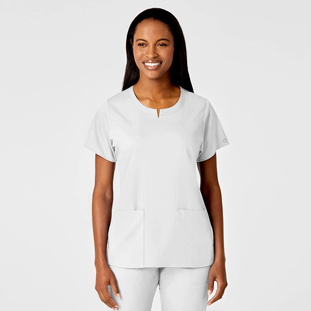 Wink Scrubs Women's 4 Pocket Notch Neck Scrub Top White | scrub-supply.com