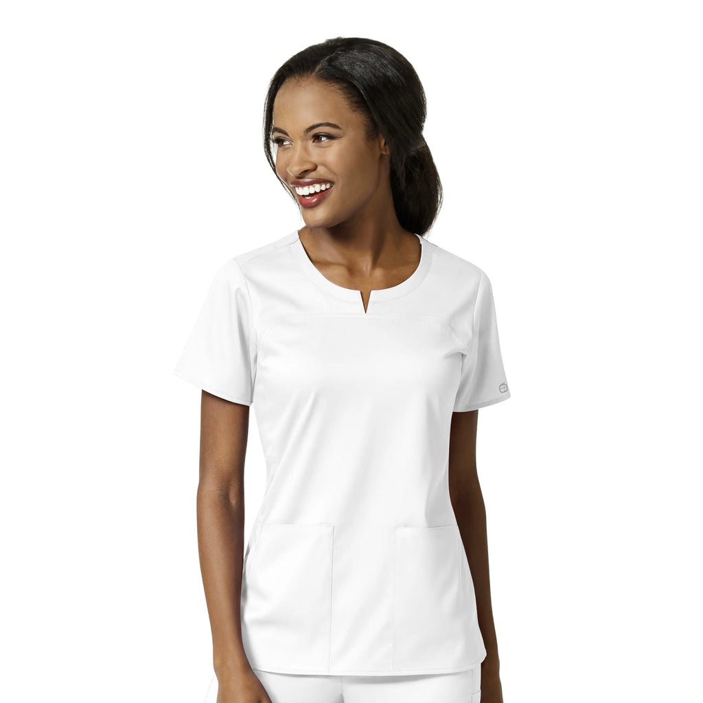 Wink Scrubs Women's 4 Pocket Notch Neck Scrub Top White | scrub-supply.com