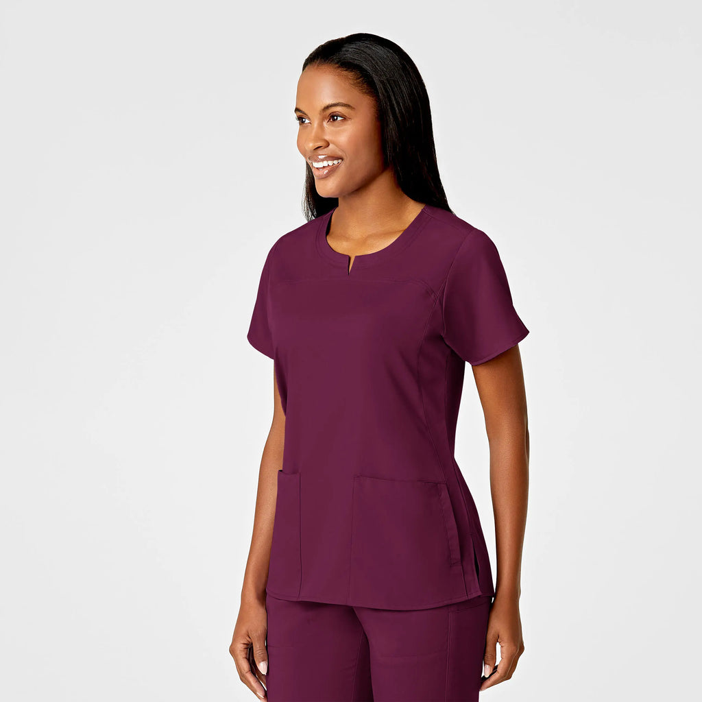 Wink Scrubs Women's 4 Pocket Notch Neck Scrub Top Wine | scrub-supply.com