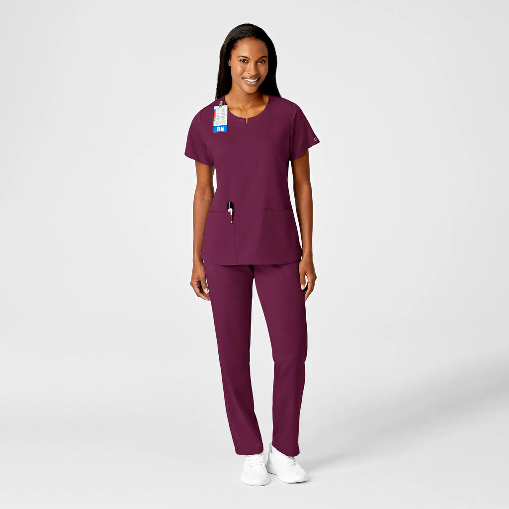 Wink Scrubs Women's 4 Pocket Notch Neck Scrub Top Wine | scrub-supply.com