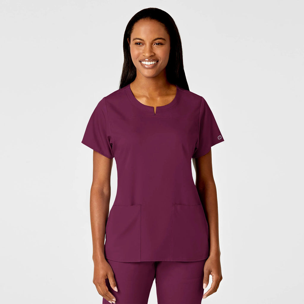 Wink Scrubs Women's 4 Pocket Notch Neck Scrub Top Wine | scrub-supply.com