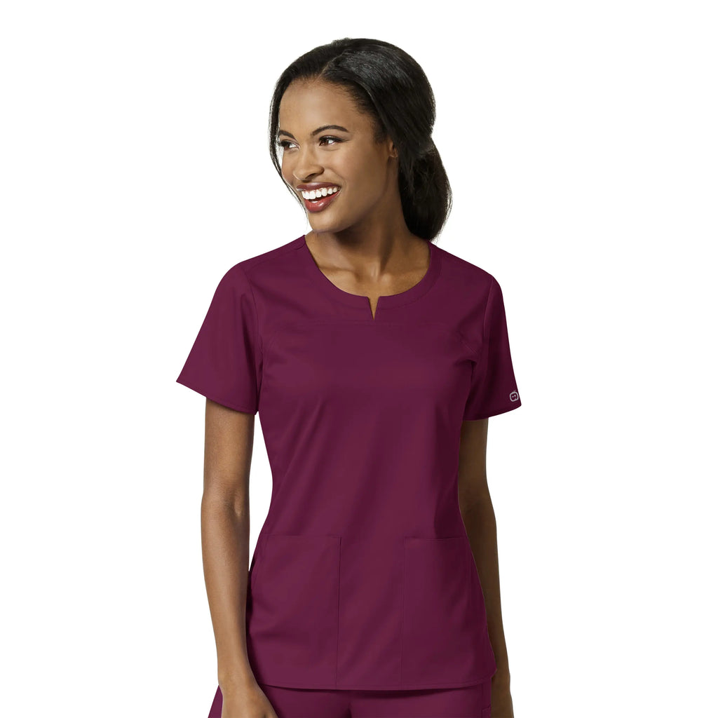 Wink Scrubs Women's 4 Pocket Notch Neck Scrub Top Wine | scrub-supply.com