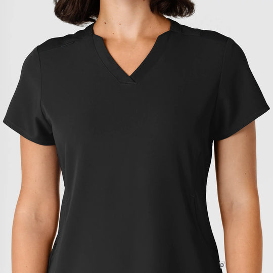 Wink Scrubs Women's Flex-n-Reach Shoulder Panel V-Neck Scrub Top Black | scrub-supply.com