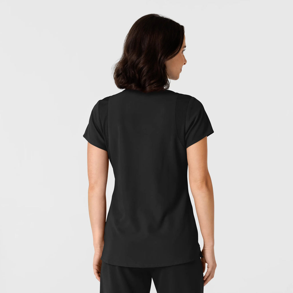 Wink Scrubs Women's Flex-n-Reach Shoulder Panel V-Neck Scrub Top Black | scrub-supply.com