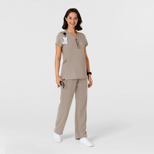 Wink Scrubs Women's Flex-n-Reach Shoulder Panel V-Neck Scrub Top Haze | scrub-supply.com