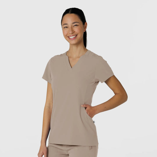 Wink Scrubs Women's Flex-n-Reach Shoulder Panel V-Neck Scrub Top Haze | scrub-supply.com
