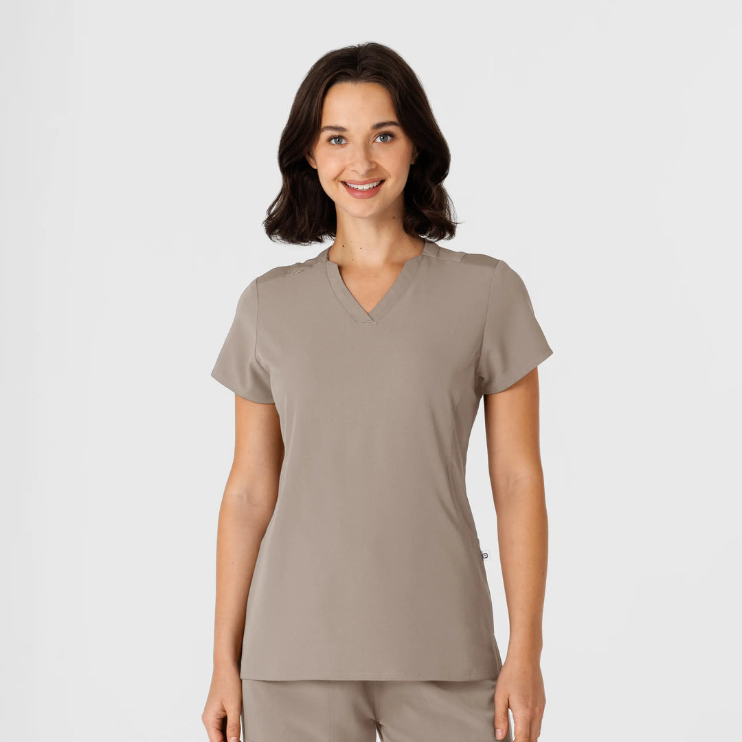 Wink Scrubs Women's Flex-n-Reach Shoulder Panel V-Neck Scrub Top Haze | scrub-supply.com