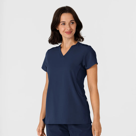 Wink Scrubs Women's Flex-n-Reach Shoulder Panel V-Neck Scrub Top Navy | scrub-supply.com