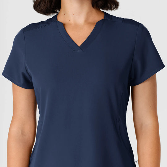 Wink Scrubs Women's Flex-n-Reach Shoulder Panel V-Neck Scrub Top Navy | scrub-supply.com