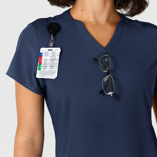 Wink Scrubs Women's Flex-n-Reach Shoulder Panel V-Neck Scrub Top Navy | scrub-supply.com