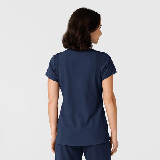 Wink Scrubs Women's Flex-n-Reach Shoulder Panel V-Neck Scrub Top Navy | scrub-supply.com