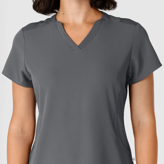 Wink Scrubs Women's Flex-n-Reach Shoulder Panel V-Neck Scrub Top Pewter | scrub-supply.com