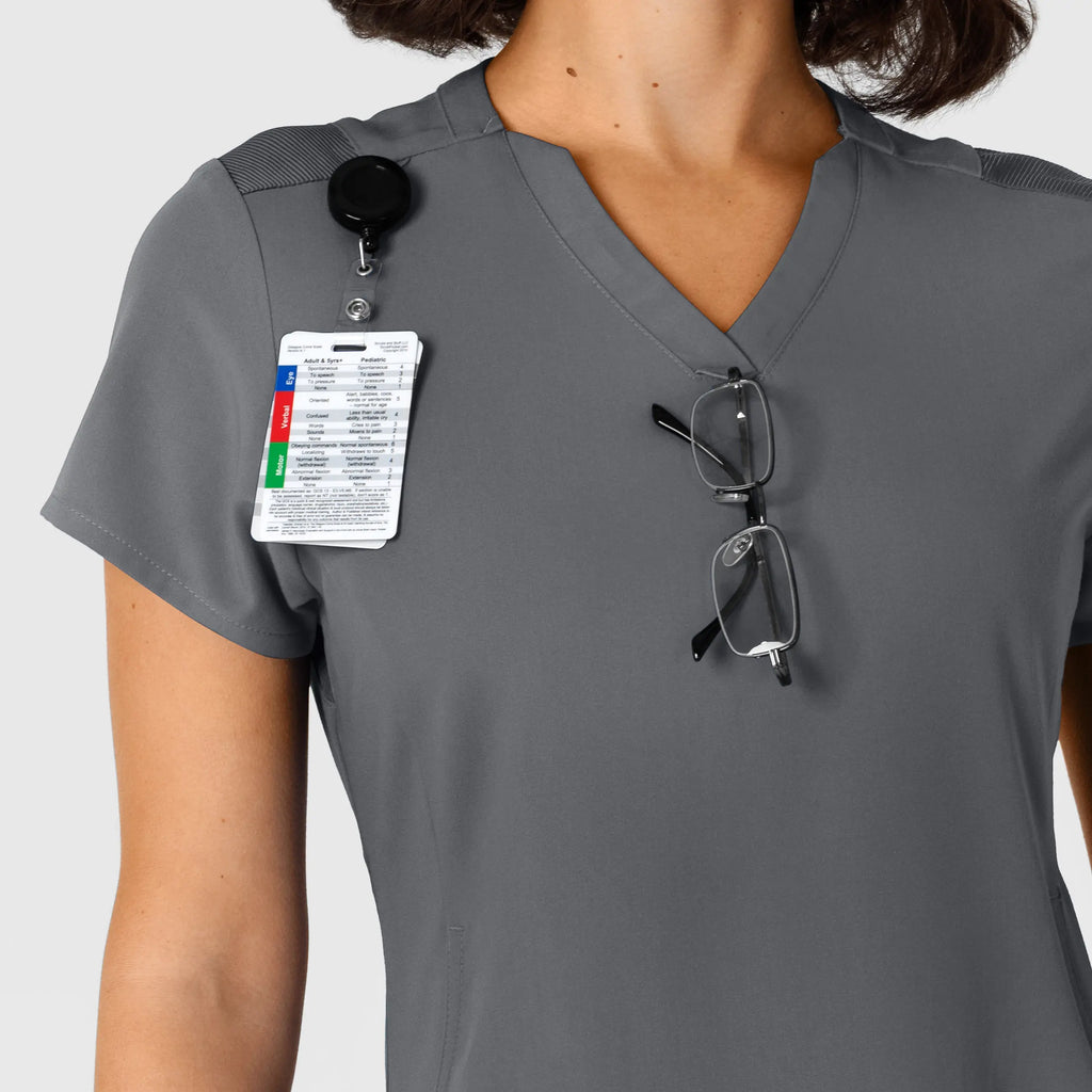 Wink Scrubs Women's Flex-n-Reach Shoulder Panel V-Neck Scrub Top Pewter | scrub-supply.com