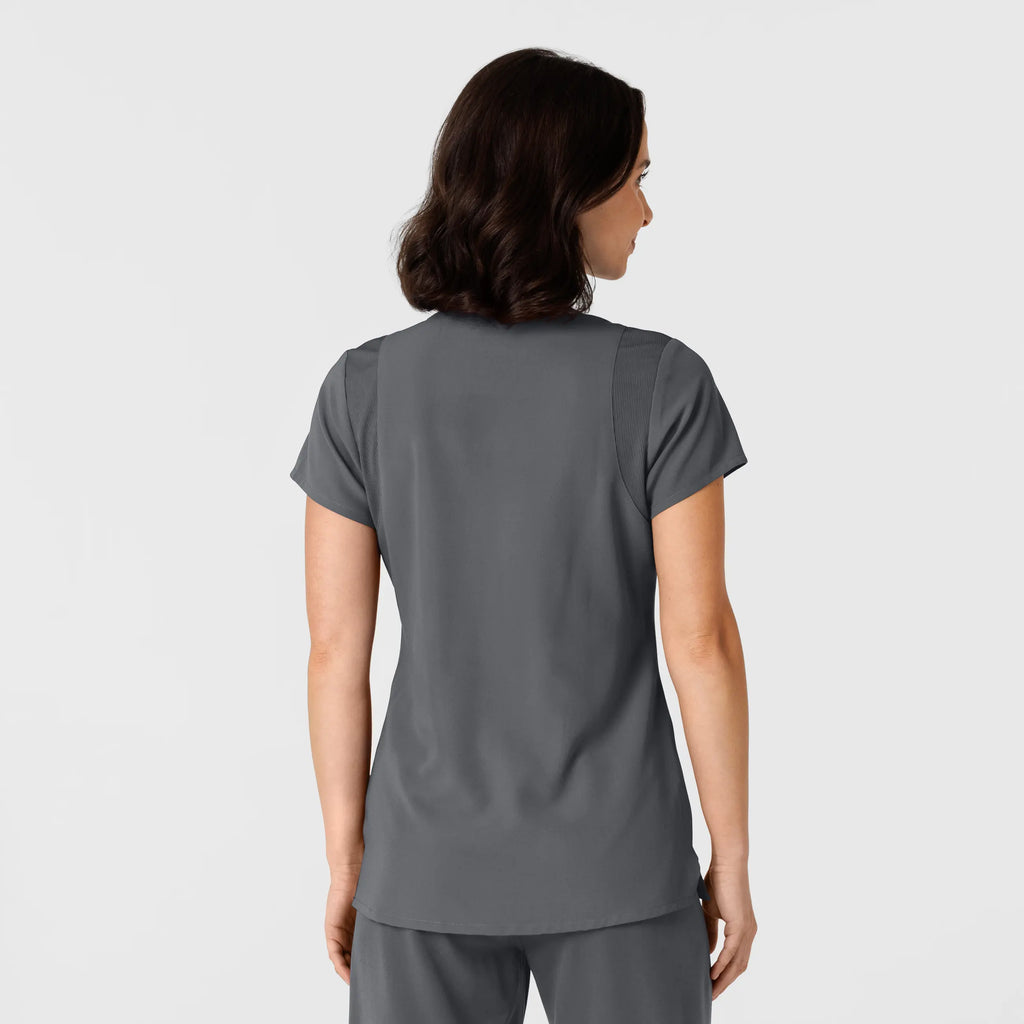 Wink Scrubs Women's Flex-n-Reach Shoulder Panel V-Neck Scrub Top Pewter | scrub-supply.com
