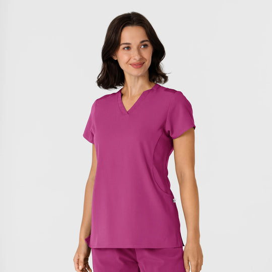 Wink Scrubs Women's Flex-n-Reach Shoulder Panel V-Neck Scrub Top Raspberry | scrub-supply.com