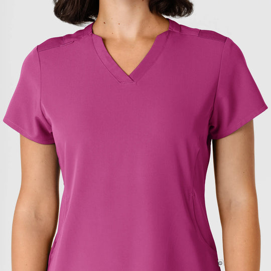 Wink Scrubs Women's Flex-n-Reach Shoulder Panel V-Neck Scrub Top Raspberry | scrub-supply.com