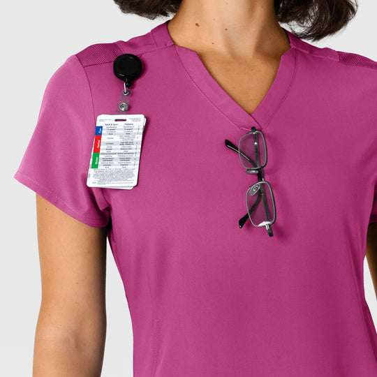 Wink Scrubs Women's Flex-n-Reach Shoulder Panel V-Neck Scrub Top Raspberry | scrub-supply.com