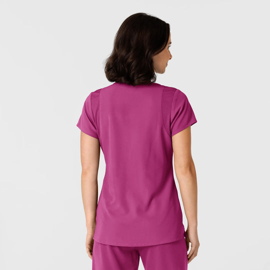 Wink Scrubs Women's Flex-n-Reach Shoulder Panel V-Neck Scrub Top Raspberry | scrub-supply.com