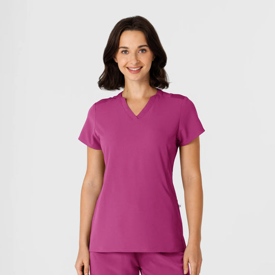 Wink Scrubs Women's Flex-n-Reach Shoulder Panel V-Neck Scrub Top Raspberry | scrub-supply.com