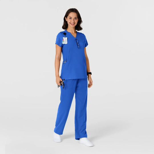 Wink Scrubs Women's Flex-n-Reach Shoulder Panel V-Neck Scrub Top Royal Blue | scrub-supply.com