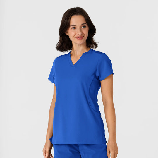 Wink Scrubs Women's Flex-n-Reach Shoulder Panel V-Neck Scrub Top Royal Blue | scrub-supply.com