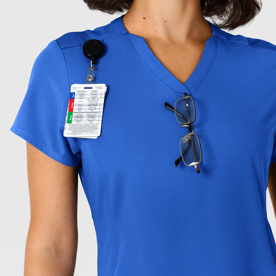 Wink Scrubs Women's Flex-n-Reach Shoulder Panel V-Neck Scrub Top Royal Blue | scrub-supply.com
