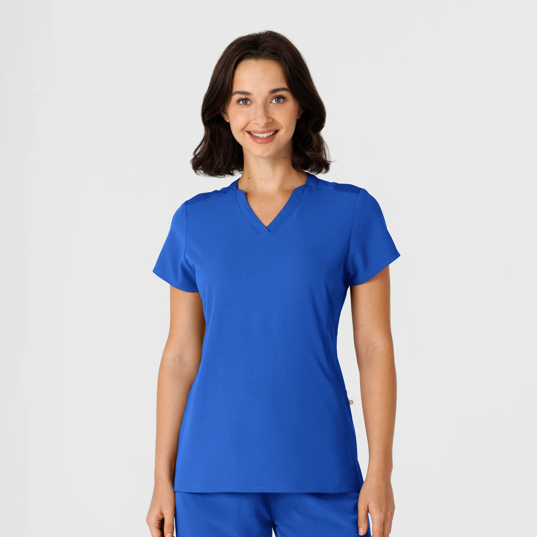 Wink Scrubs Women's Flex-n-Reach Shoulder Panel V-Neck Scrub Top Royal Blue | scrub-supply.com