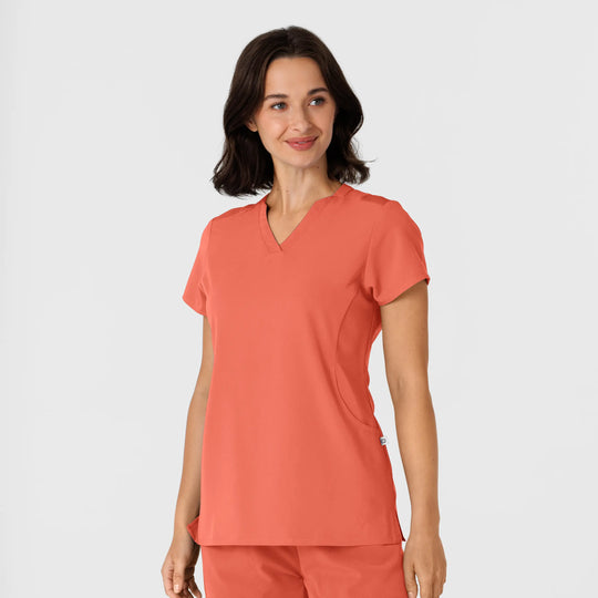 Wink Scrubs Women's Flex-n-Reach Shoulder Panel V-Neck Scrub Top Sugar Coral | scrub-supply.com