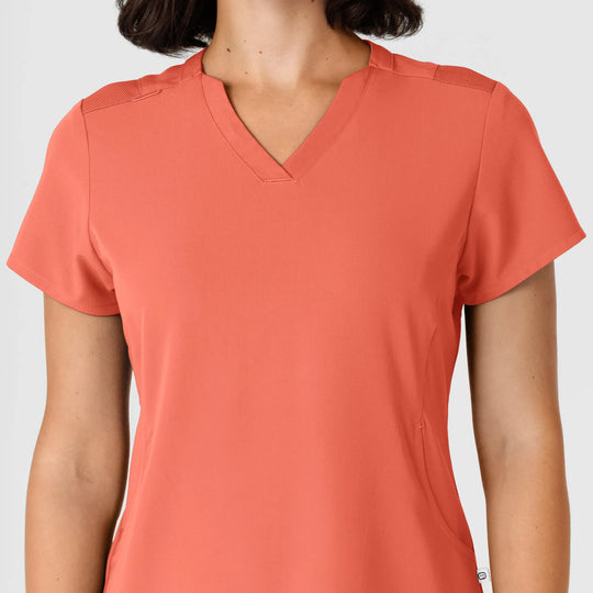 Wink Scrubs Women's Flex-n-Reach Shoulder Panel V-Neck Scrub Top Sugar Coral | scrub-supply.com