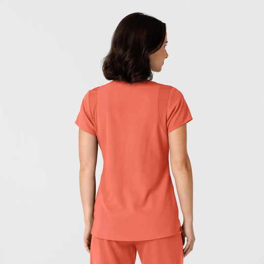 Wink Scrubs Women's Flex-n-Reach Shoulder Panel V-Neck Scrub Top Sugar Coral | scrub-supply.com