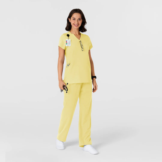 Wink Scrubs Women's Flex-n-Reach Shoulder Panel V-Neck Scrub Top Sunshine Yellow | scrub-supply.com