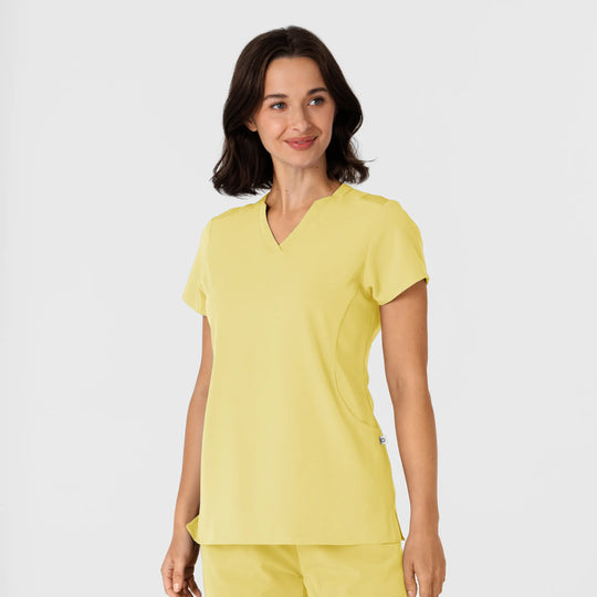 Wink Scrubs Women's Flex-n-Reach Shoulder Panel V-Neck Scrub Top Sunshine Yellow | scrub-supply.com