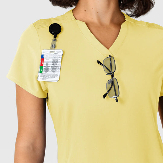 Wink Scrubs Women's Flex-n-Reach Shoulder Panel V-Neck Scrub Top Sunshine Yellow | scrub-supply.com