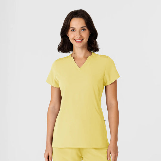 Wink Scrubs Women's Flex-n-Reach Shoulder Panel V-Neck Scrub Top Sunshine Yellow | scrub-supply.com