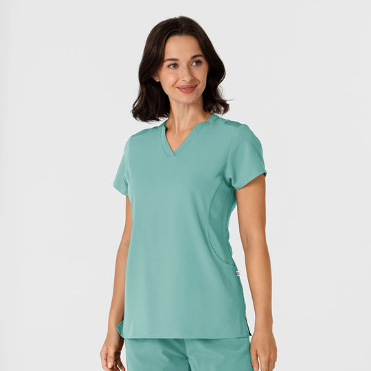 Wink Scrubs Women's Flex-n-Reach Shoulder Panel V-Neck Scrub Top Turquoise | scrub-supply.com